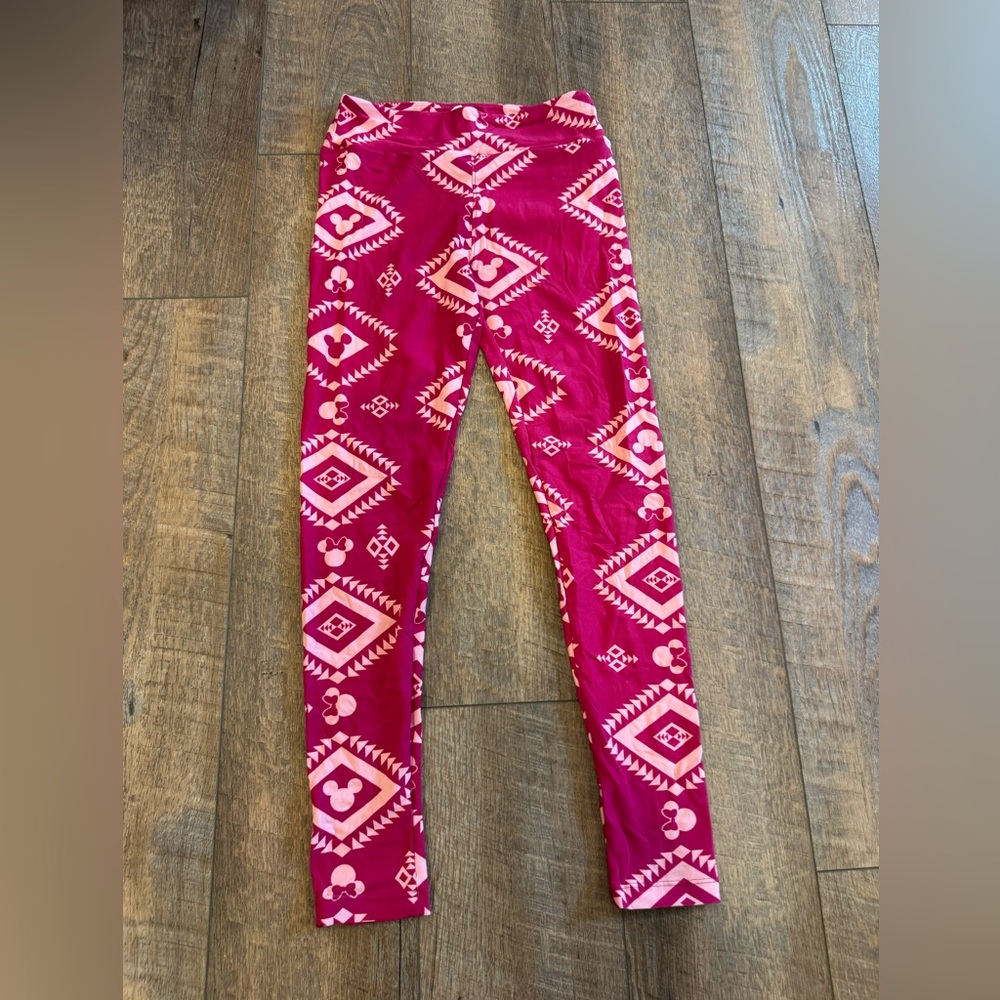 New LuLaRoe Women Leggings Minnie Mouse Disney Aztec Pattern Pink Size One Size
